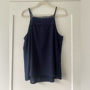 Navy Tank Top with Lace Detail